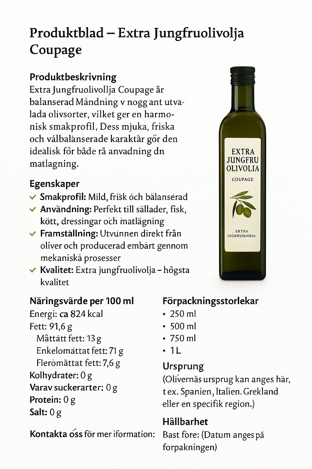 Extra virgin olive oil 1 liter plastic bottle